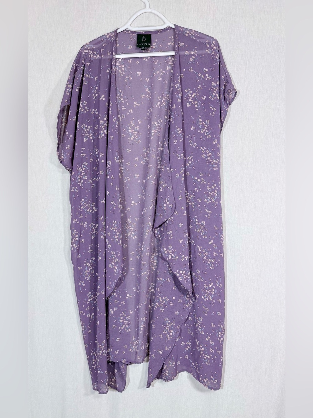 Boneau XL sheer Lavender Floral Duster Kimono